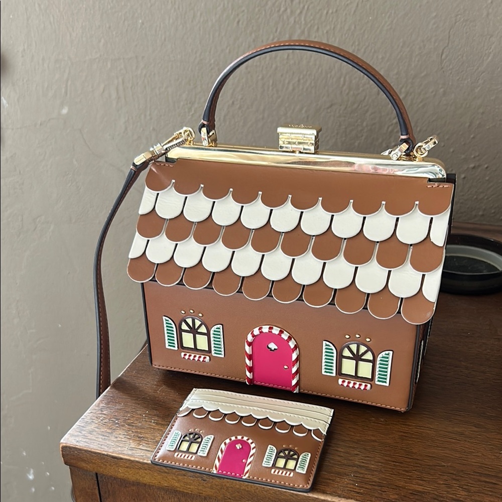 Brown and White Gingerbread House Handbag